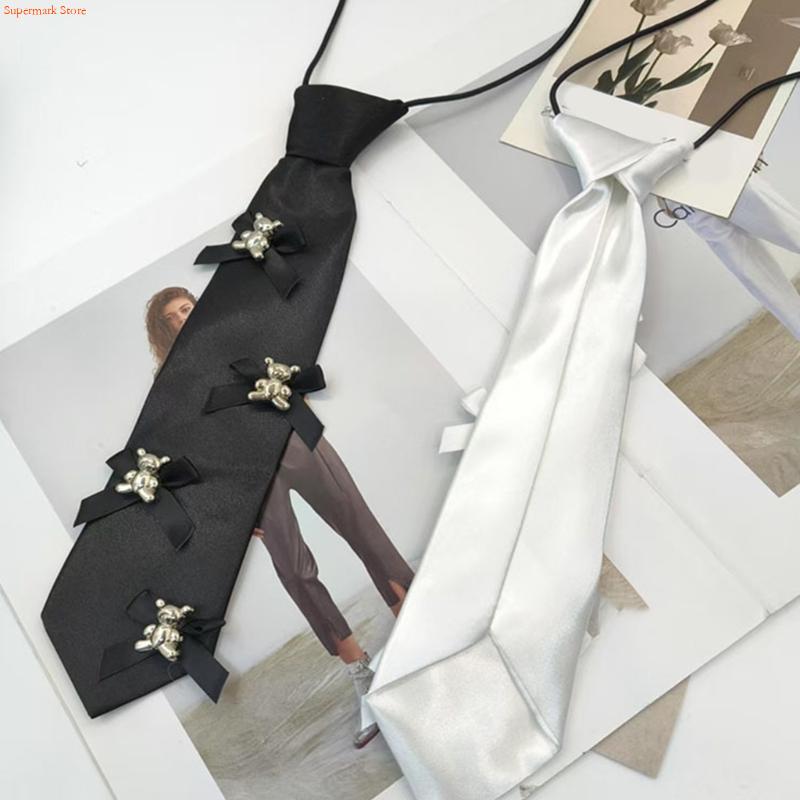 Men'S Accessories Premium - Q5WE 우아한 블랙 넥타이 프리미엄 폴리에스터