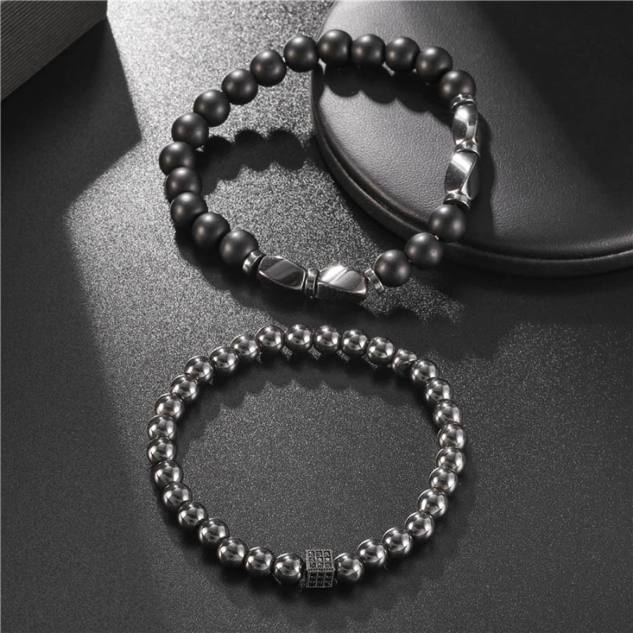 프리미엄 팔찌 세트 남자 천연 오닉스 적철광 스톤 5  - Men'S Accessories Premium 리뷰 및 가격