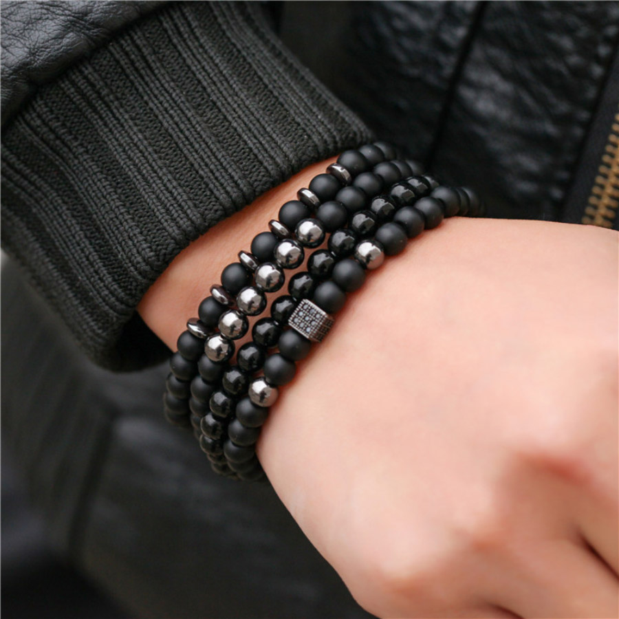 프리미엄 팔찌 세트 남자 천연 오닉스 적철광 스톤 5  - Men'S Accessories Premium 리뷰 및 가격